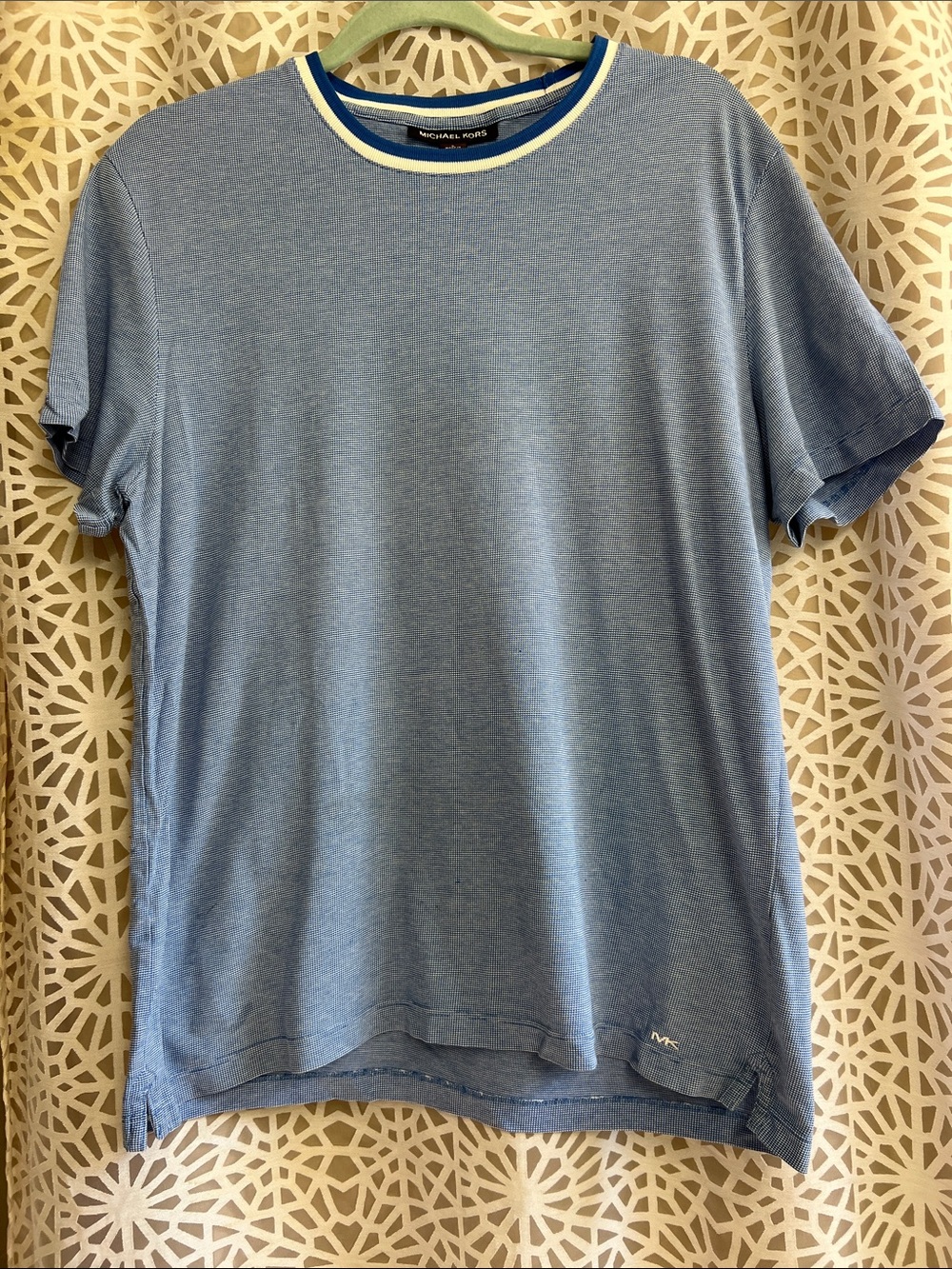 Michael Kors Light Blue Crewneck Short Sleeve Tee with Contrast Trim